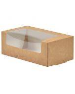 Cake box brown/white with window 16x9x6cm, 25pcs/pack