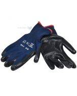 Blue polyester gloves on palm nitrile nr. 8
