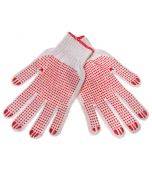 Red woven gloves rubber dots on both sides nr. 8