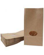 Brown paper bag with oval window and wide bottom 14+6,5x27cm, 50pcs/pack