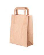 Brown paper bag with flat paper handles 17,5+9x23cm
