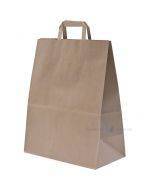 Brown recycled paper bag with flat paper handles 32+17x40cm