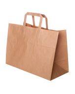 Brown paper bag with flat paper handles 32+21,5x24,5cm