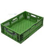 Green collapsible plastic crate 600x400x180mm max 35L / 20kg