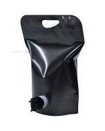 Black standing pouch with butterfly tap 23+(15+13,5)x26,5cm 3L