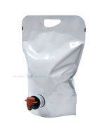 White standing pouch with butterfly tap 28+(18,5+16,5)x29cm 5L