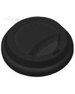 Reusable black silicone lid for drinking cup with diameter 85mm