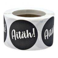 Black label ''Aitäh!'' print diameter 40mm, 250pcs/roll