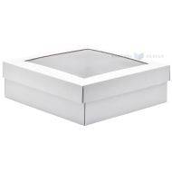White corrugated carton box with lid and window 240x240x80mm, 10pcs/pack