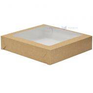 Lids with window brown/white for cake box 27,5x27,5+6cm, nr. 6, 100pcs/pack