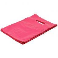 Pink plastic bag with punch hole handle 20x30cm, 100pcs/pack