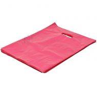Pink plastic bag with punch hole handle 30x40cm, 100pcs/pack
