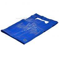 City print blue plastic T-shirt bag 38+20x64cm, 50pcs/pack