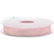 Shiny pink lurex ribbon 15mm wide, 30m/roll