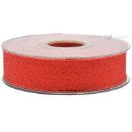Red with shiny edges lurex ribbon 25mm wide, 20m/roll