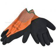 Orange waterproof gloves on palm doubled latex nr. 9