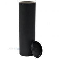 Black carton postal tube with two lids height 37cm diameter 11cm