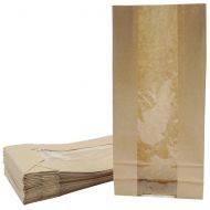 Brown paper bag with window and wide bottom 14+6x29cm, 25pcs/pack