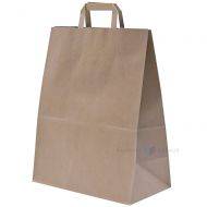 Brown recycled paper bag with flat paper handles 32+17x40cm