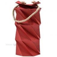 Foldable red gift bag with rope handles diam. 13cm height 35cm