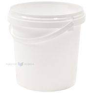 White plastic bucket without lid with handle 1000ml / 1L with diameter 130mm