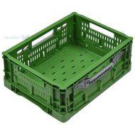 Green collapsible plastic crate 400x300x160mm max 14L / 6kg