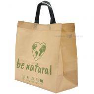 Be Natural print beige PP-fleece bag with handles 40x20x40cm