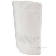 White stand-up pouch with window 16+(2x4,5)x19cm, 50pcs/pack