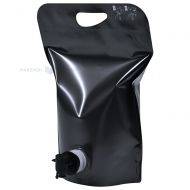 Black standing pouch with butterfly tap 28+(18,5+16,5)x29cm 5L