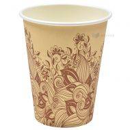 Paper cup with brown flower print 350ml, 50pcs/pack