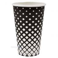 Paper cup ''White squares'' print 460ml, 50pcs/pack