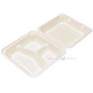 100% biodegradable/compostable 3-compartment food container, 50pcs/pack