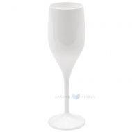 Reusable plastic white champagne goblet 150ml SAN 500x machine washable
