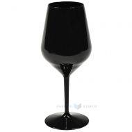 Пластиковый чёрный бокал для вина многоразового использования 470мл TT 350х моек в посудомойке