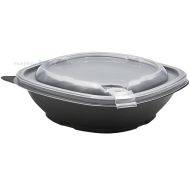 Reusable black food tray with transparent lid 500ml 17x17x5cm PP 50x machine washable, 50pcs