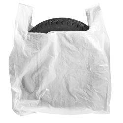 Tyre bags / White plastic T-shirt bag 70+30x110cm, 50pcs/pack