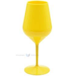 Reusable plastic yellow wine goblet 470ml TT 350x machine washable