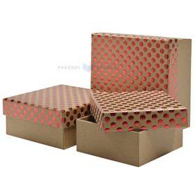 Brown bottoms and red dots lids gift boxes set, 3pcs/set