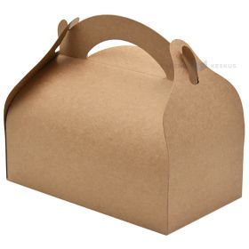 Brown carton cake box with handle 17x10x4,5cm, 20pcs/pack