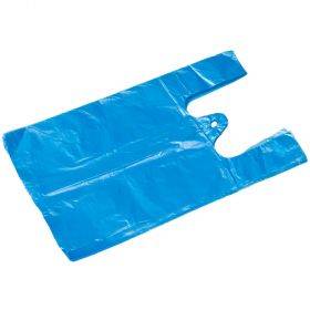 Blue plastic T-shirt bag 16+12x30cm, 100pcs/pack