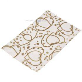 Golden hearts print polypropylene bag 15x25cm, 50pcs/pack