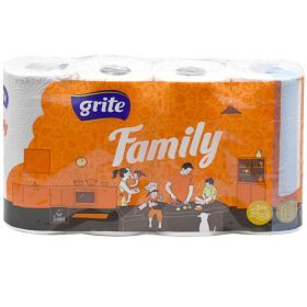 2-слойное бумажное полотенце для рук Grite Family Kitchen 22,4см ширина, в рулоне 14,94м, в упаковке 4рл