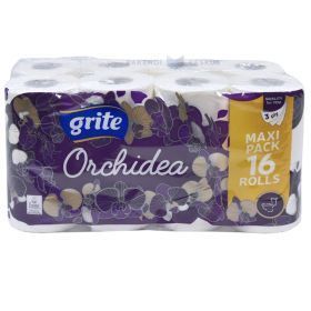 3-layered toilet paper Grite Orchidea 9,6cm wide, 21,25m/roll 16rolls/pack                                                                                                                                                                            '