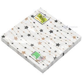 3-layered napkin with black and golden star stripes 33x33cm, 20pcs/pack