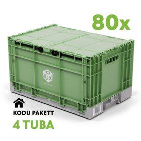 RENT-KODU PAKETT 4 TUBA-Plastikust kokkupandav kolimiskast WOXBOX 600x400x340mm, komplektis 80tk