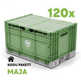 RENT-KODU PAKETT-MAJA-Plastikust kokkupandav kolimiskast WOXBOX 600x400x340mm, komplektis 120tk