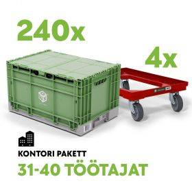 RENT-KONTORI PAKETT 31-40 töötajat-240tk kolimiskasti WOXBOX + 4tk kastikäru WOXROLLER