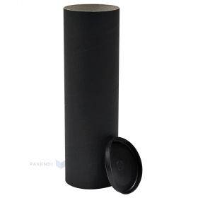 Black carton postal tube with two lids height 37cm diameter 11cm