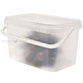Transparent angular bucket without lid with handle 3000ml / 3L