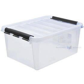 Transparent storage box with lockable lid 590x390x310mm 45L